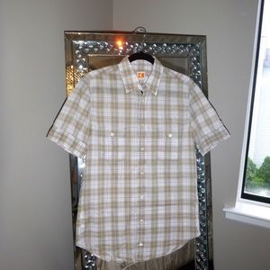 Hugo Boss Orange Short Sleeve Button-Up Shirt, Sm